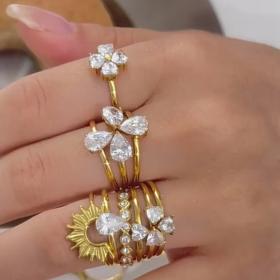 Luxury Diamond 2-in-1 Stackable Open Ring - 18K Gold Plated | Vinajewelry