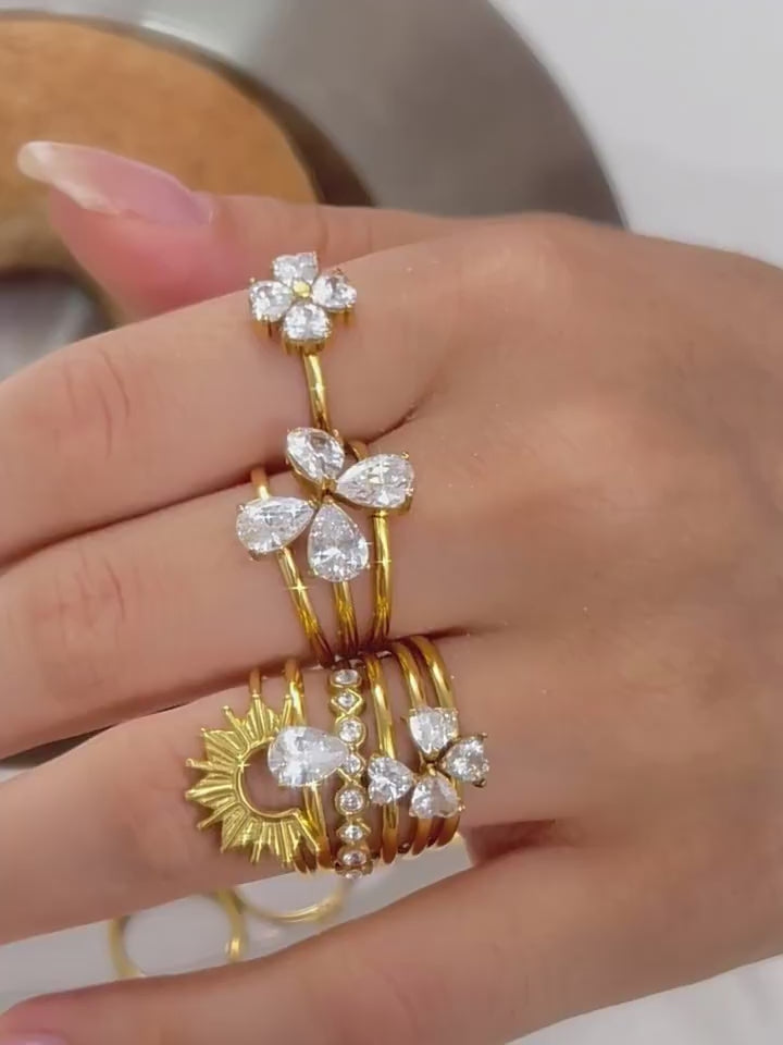 Luxury Diamond 2-in-1 Stackable Open Ring - 18K Gold Plated | Vinajewelry