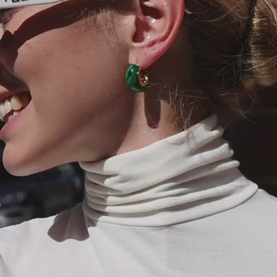 18K Gold Plated Resin Hoop Earrings - Waterproof Minimalist Jewelry