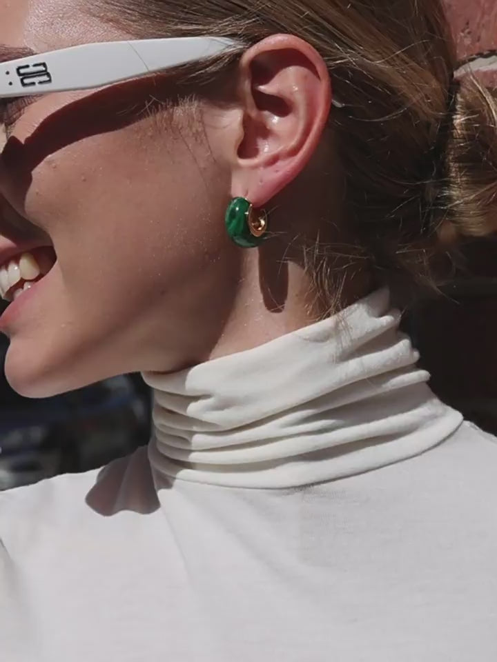 18K Gold Plated Resin Hoop Earrings - Waterproof Minimalist Jewelry