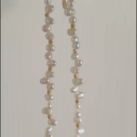 Natural Pearl Zircon Pendant Necklace - 18K Gold Plated Sterling Silver | Vinajewelry