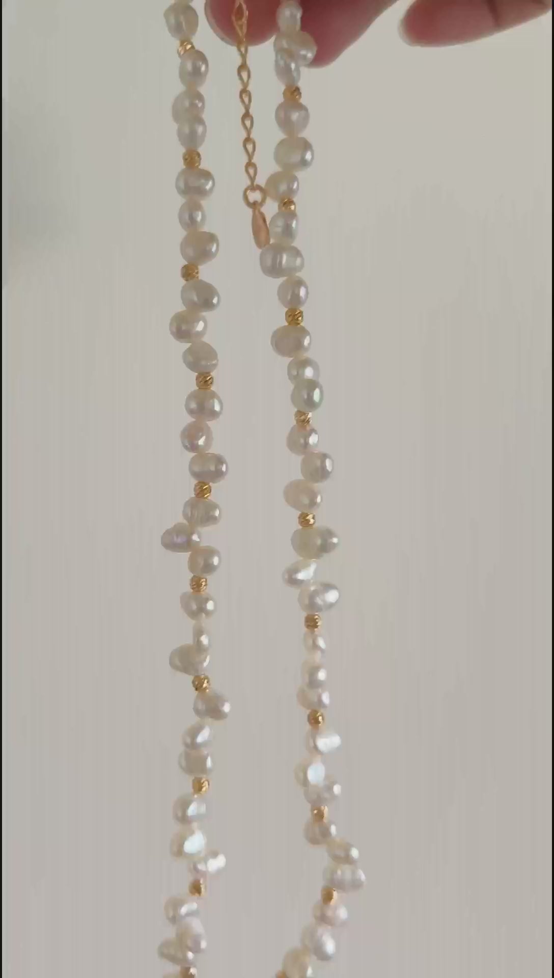 Natural Pearl Zircon Pendant Necklace - 18K Gold Plated Sterling Silver | Vinajewelry